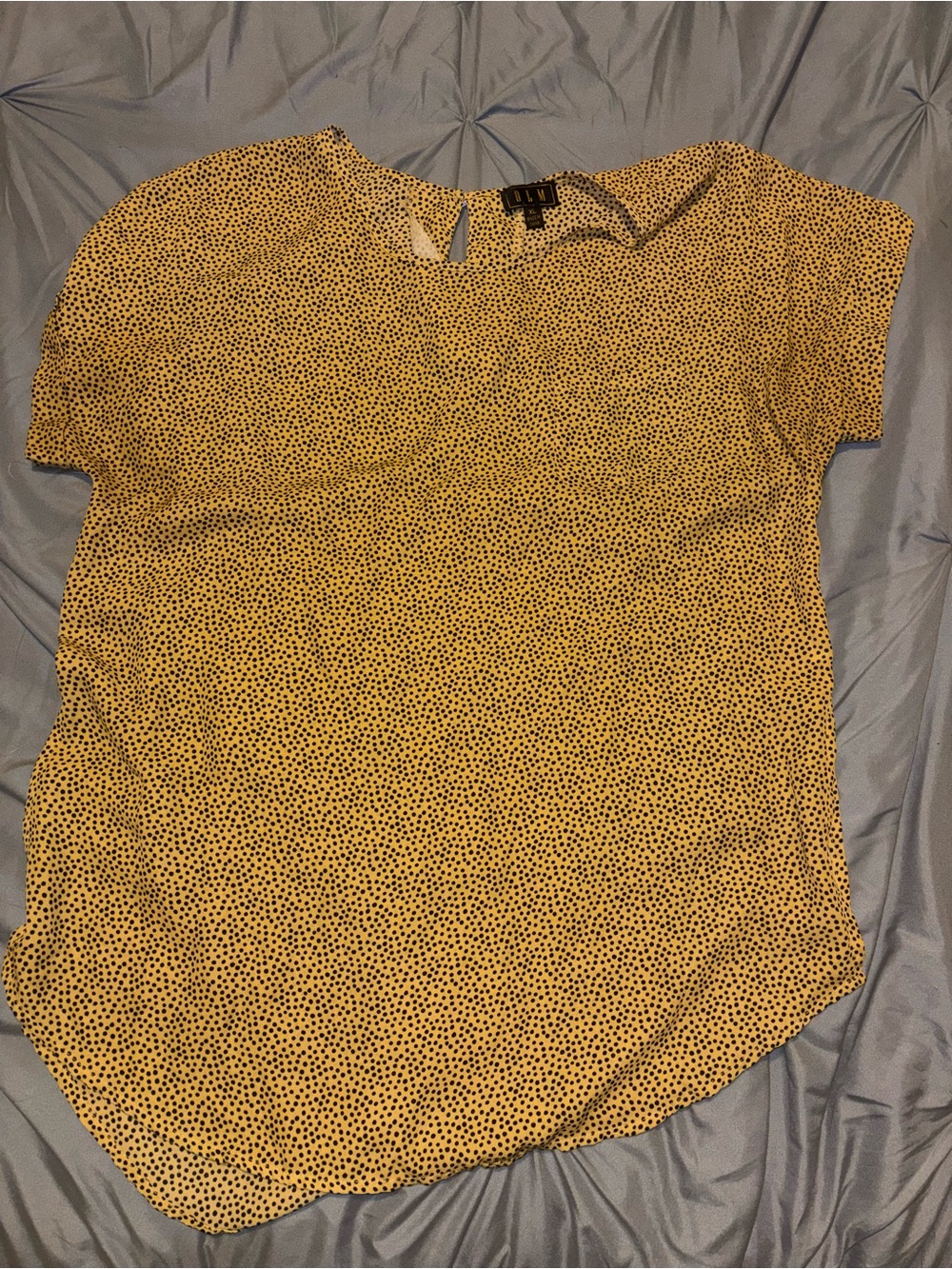 OLM Yellow Black Dotted Short Sleeve Blouse